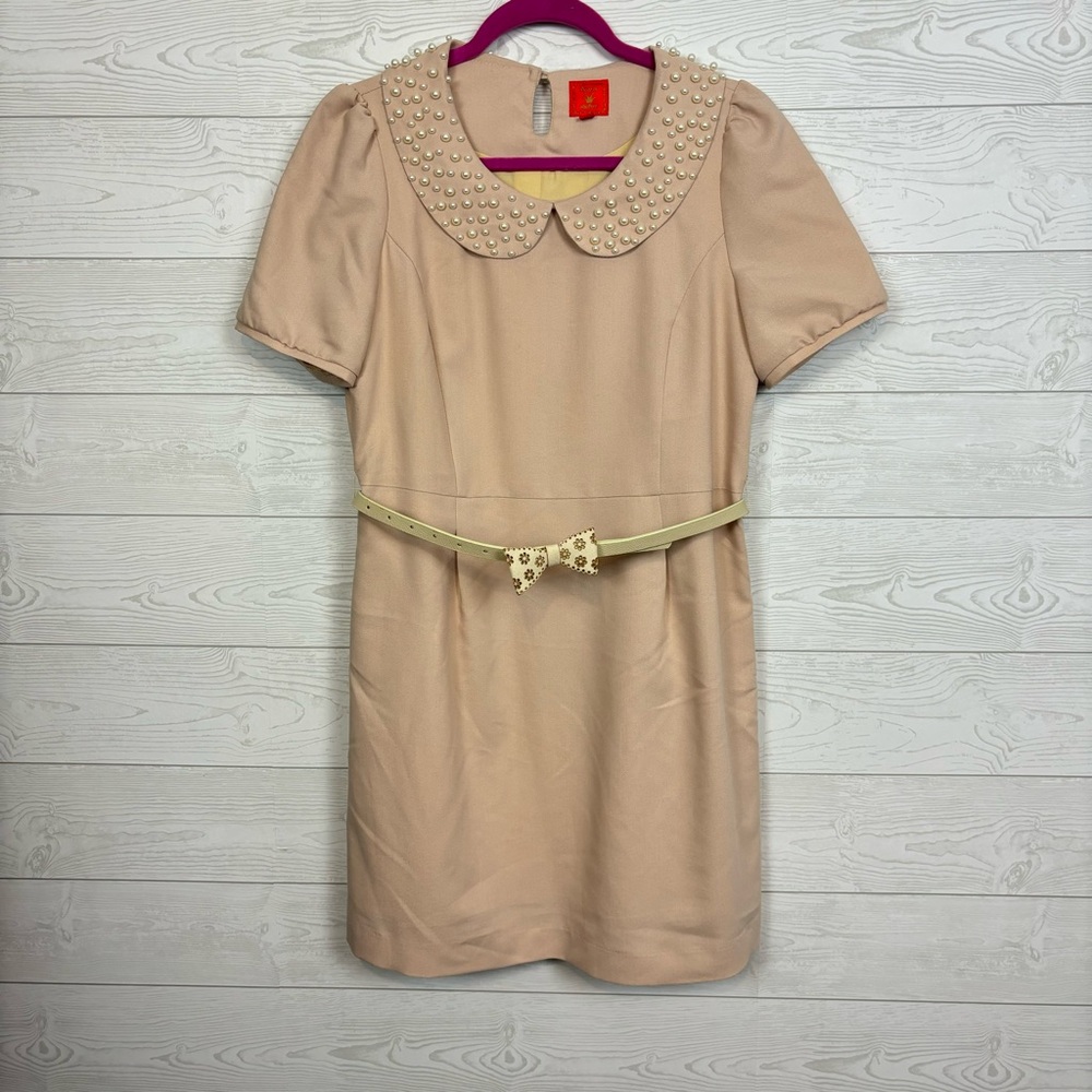 Deep Or Shallow Peter Pan Mini Dress Belted Size Medium